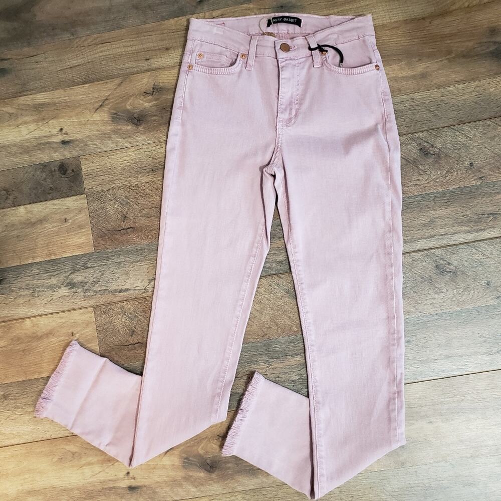 NEW Angry Rabbit Mid Rise Dusty‎ Rose Skinny Denim Jeans Multiple Sizes - Picture 4 of 9